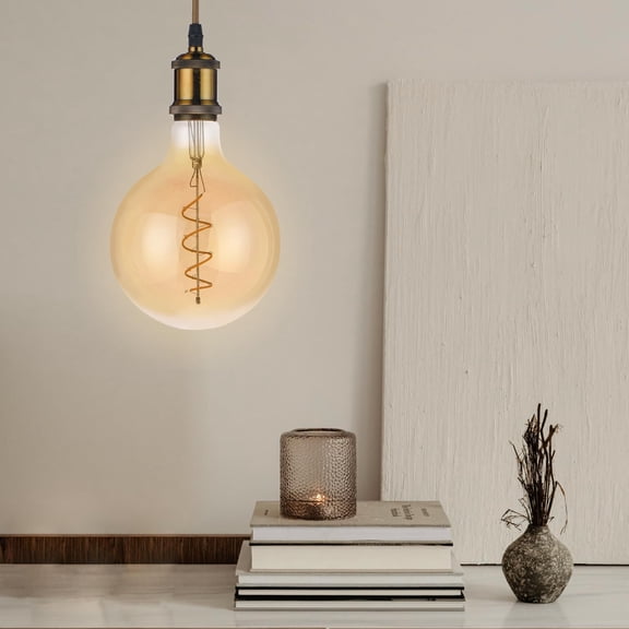 XUERUI-Oversized Decorative LED Light Bulbs, Giant Vintage Edison Light Bulb, G47(G150) Huge Globe Bulbs, Amber Glass 2200K Warm White, 6W Dimmable 250LM(50W eq.), E26 Base