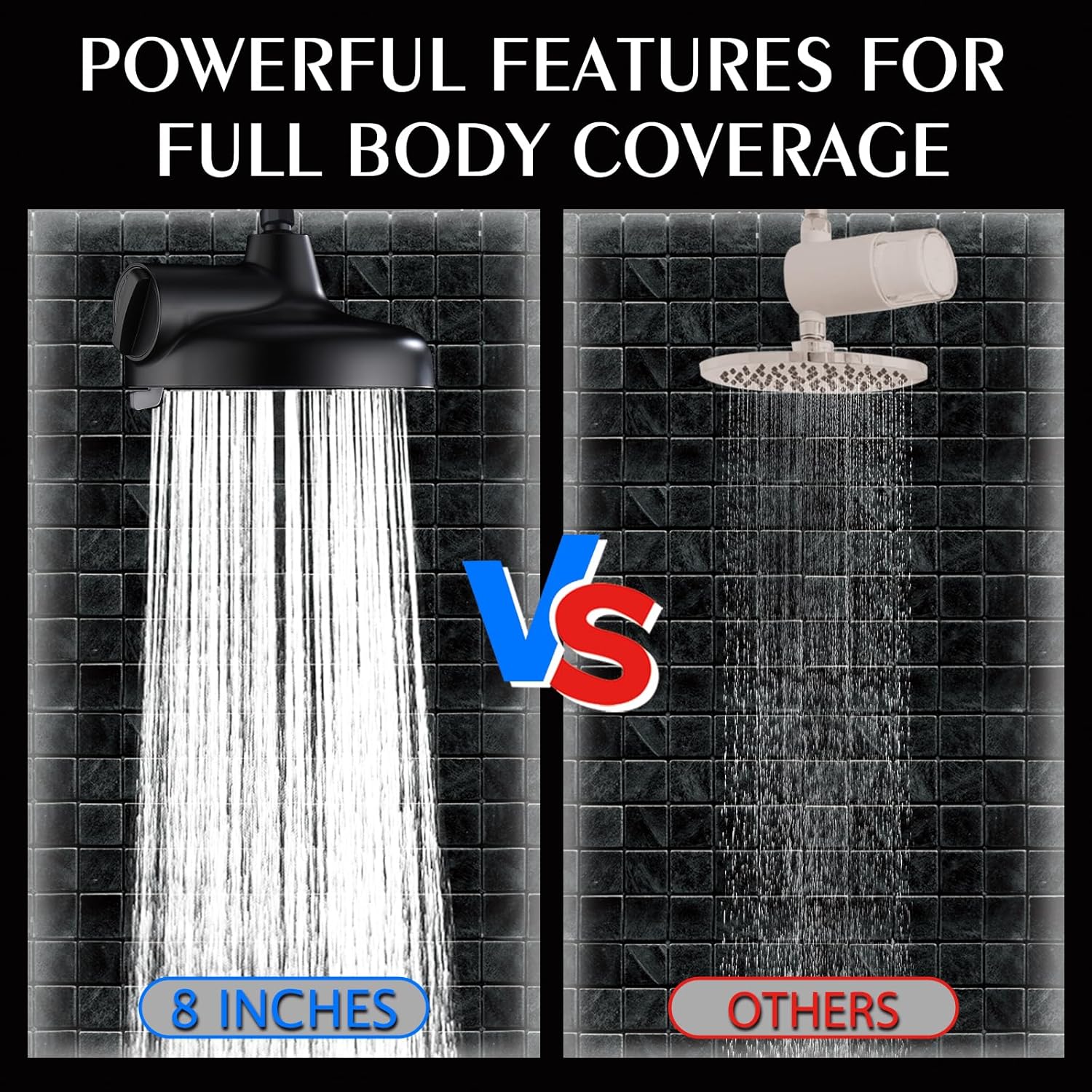 XUERUI-Rain Shower Head with Extension Arm, 8 Inch High Pressure ...