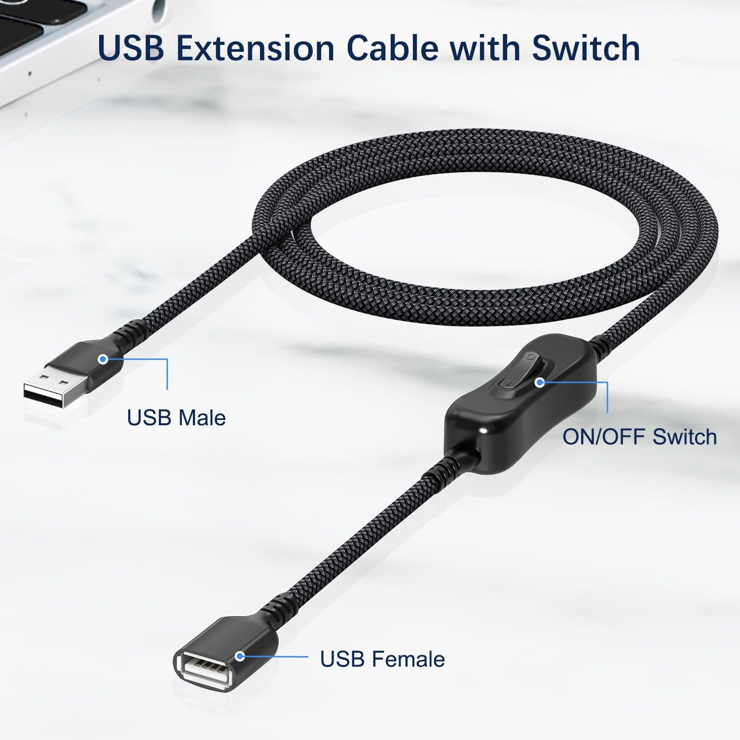 XUERUI-USB On Off Switch Cable,USB Extension Cable Support Data and ...
