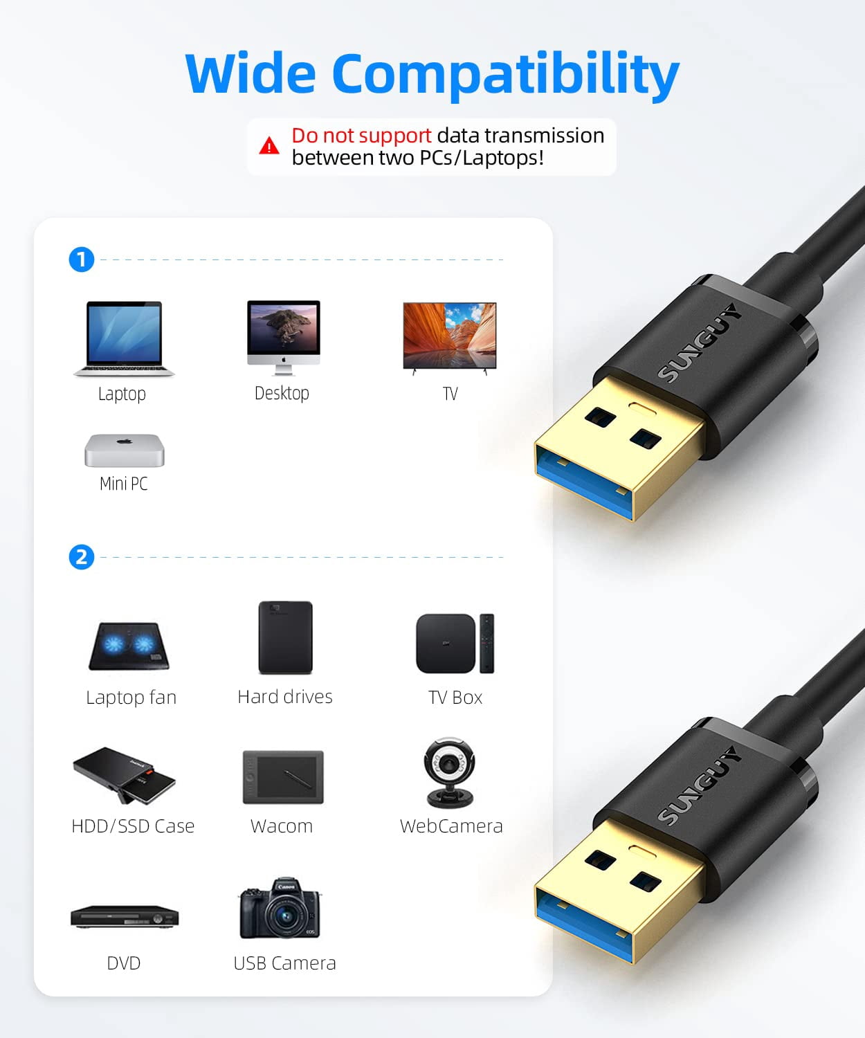 Modem Usb Data XUERUI-USB to USB Cable 3.3FT, USB 3.0 Type A Male to Type A Male Cable ...