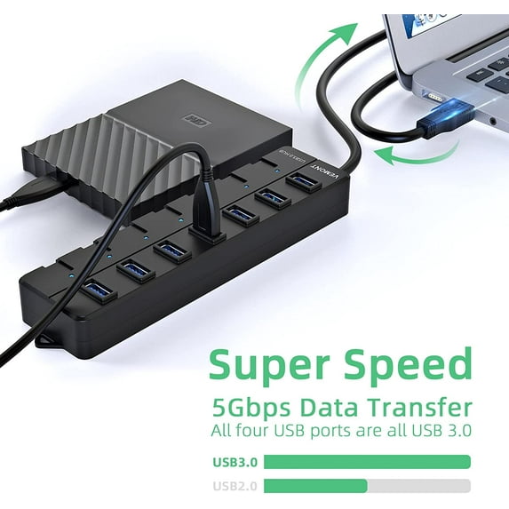 XUERUI-USB hub,Computer Peripheral Equipment 7-Port USB 3.0 hub with ...