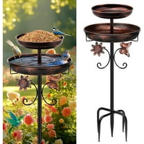 XUET Bird Bath for Outside, 42In Vintage Freestanding Birdbaths for Outdoors, Double Metal Bird Bath Feeder Bowls for Garden Patio Yard Lawn Decor, Upgraded 5-Pronged Base (Antique Bronze)