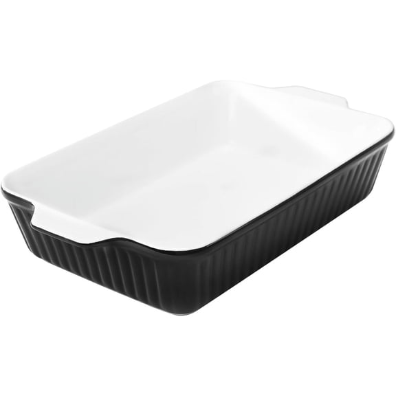 XUET Casserole Dish, 9x13 Ceramic Baking Dish, Large Lasagna Pan Deep for Oven, 4.2 Quarts Baking Pan with Handles, Oven Safe and Durable Bakeware for Lasagna, Home Decor, Wedding Gift, Black