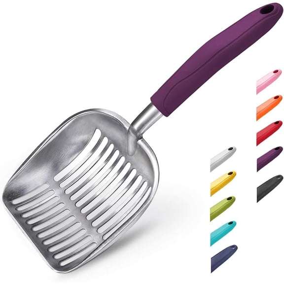 XUET Cat Litter Scoop, Aluminum Alloy Sifter, Kitty Metal Scooper, Deep Shovel, Long Handle, Poop Sifting, Kitten Pooper Lifter, Durable, Heavy Duty, for Litter Box