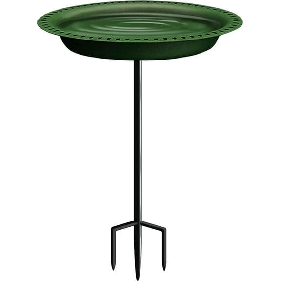 XUET Extra-Large Freestanding Birdbaths Bowl, Detachable Decoration Spa with Metal Stake Stand & Birdfeeder for Outdoor Garden, Oval Style, Chocolate