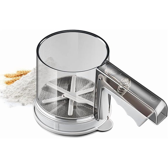 XUET Flour Sifter, Sifter for Baking Sifter Handheld Baking Sieve Food-Grade Double-Filter Stainless Steel Flour Sifter Non-Rust Sifter used for Rapid Screening of Flour Apricot Flour Sugar Powder