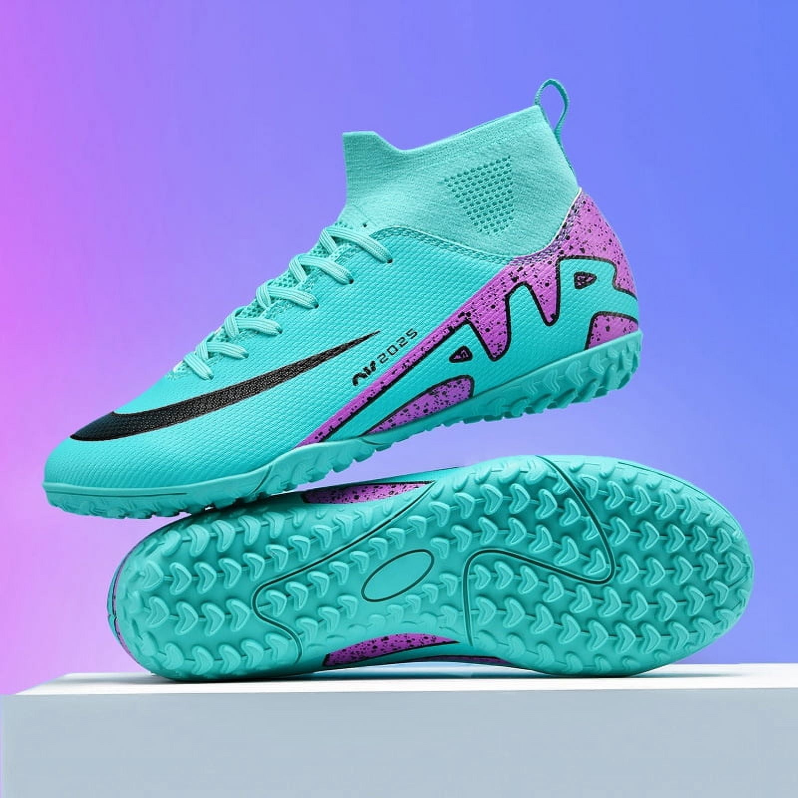 XUET Kids Soccer Cleats Boys Girls Firm Ground Professional Athletic Outdoor Football Shoes for Mens Women