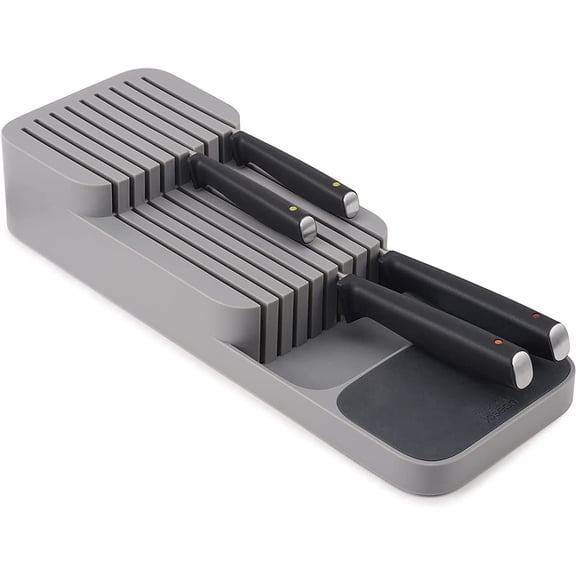 Cnshop Compact Drawer Knife Organizer, Holds Up to 9 Knives, Grey Kitchen Storage
