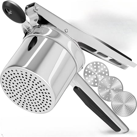 XUET Large 15oz Potato Ricer, Heavy Duty Stainless Steel Potato Masher and Ricer Kitchen Tool, Press and Mash Kitchen Gadget For Perfect Mashed Potatoes - Everytime