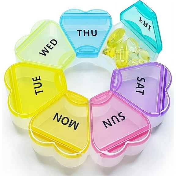 XUET Large Weekly Pill Box 7 Day, Pill Case Organizer 1 time a Day, Floral Pill Container Once Daily, Pretty Medicine Dispenser for Vitamin/Fish Oil/Medication/Supplements