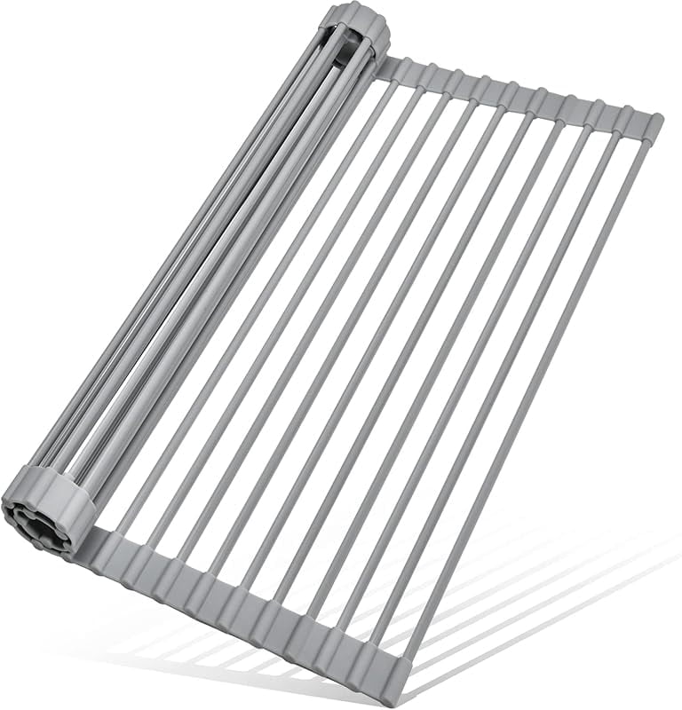 XUET Roll Up Dish Drying Rack Silicone Wrapped Over The Sink Dish ...
