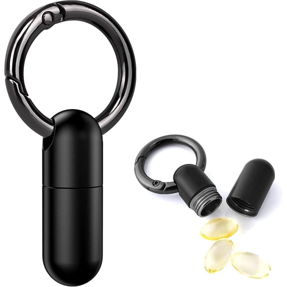 Xuet Titanium Keychain Pill Holder, Waterproof Mini Pill Container, Black