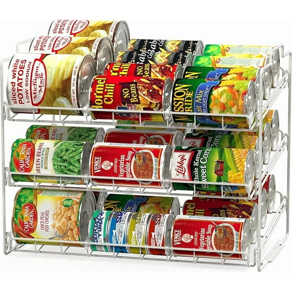 XUET Stackable Can Rack Organizer for Kitchen and Pantry, Holds Upto 36 Cans, Chrome Finish
