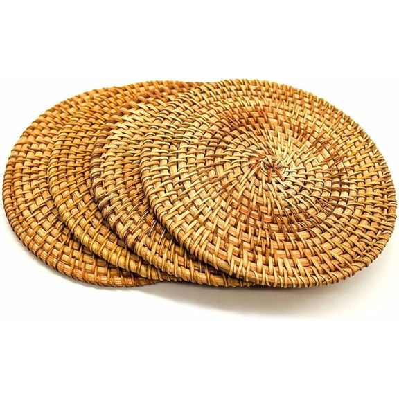 XUET Trivets for Hot Dishes - Woven Rattan Trivets Hot Pads for Dinning Table,Kitchen Heat Resistant Straw Dish Coasters Placemats Pot Holder (7.08 Inch) …