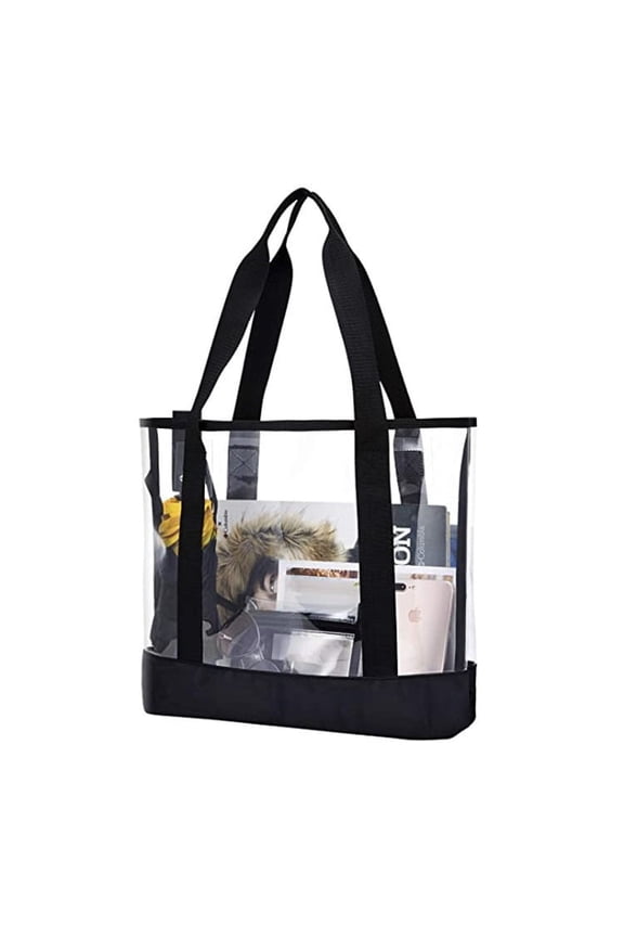 clear tote bag,Purse handle with zipper for work plastic transparent see through women