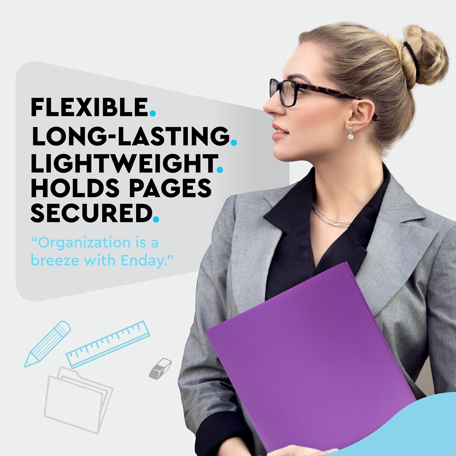 XUEYING Business Women Folders With Pockets And Forks Double Pocket