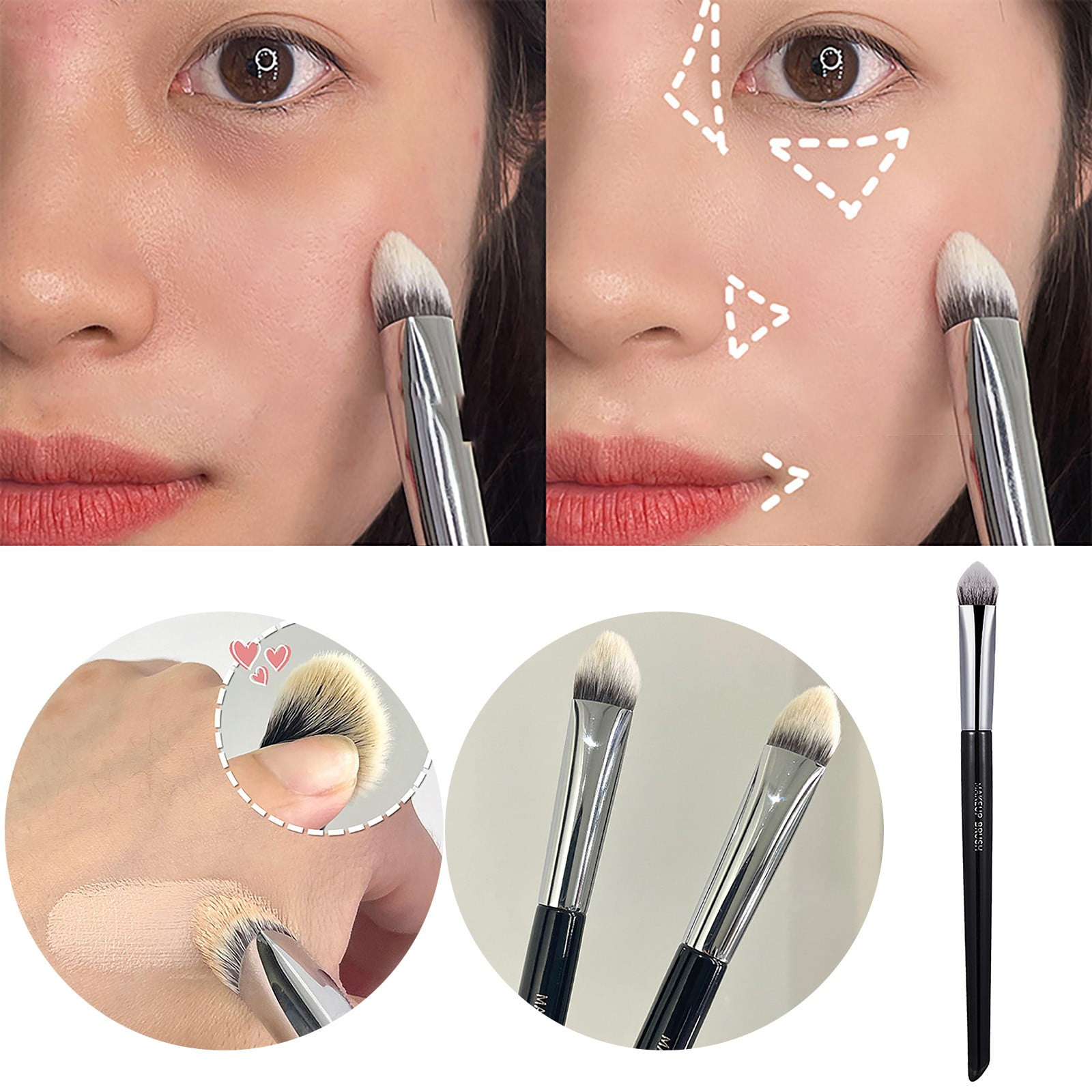 XUEYING Makeup Brushes with on Each Handle Triangle Conical Concealer