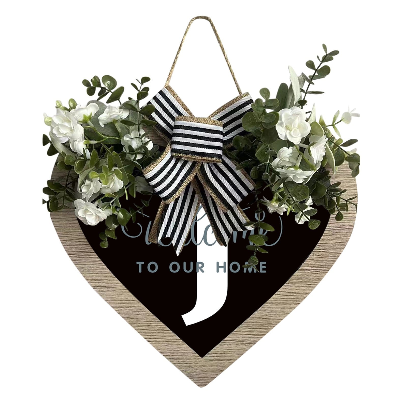 XUEYING Western Lamps A Z Last Name Heart Shaped Front Door Sign Wreath