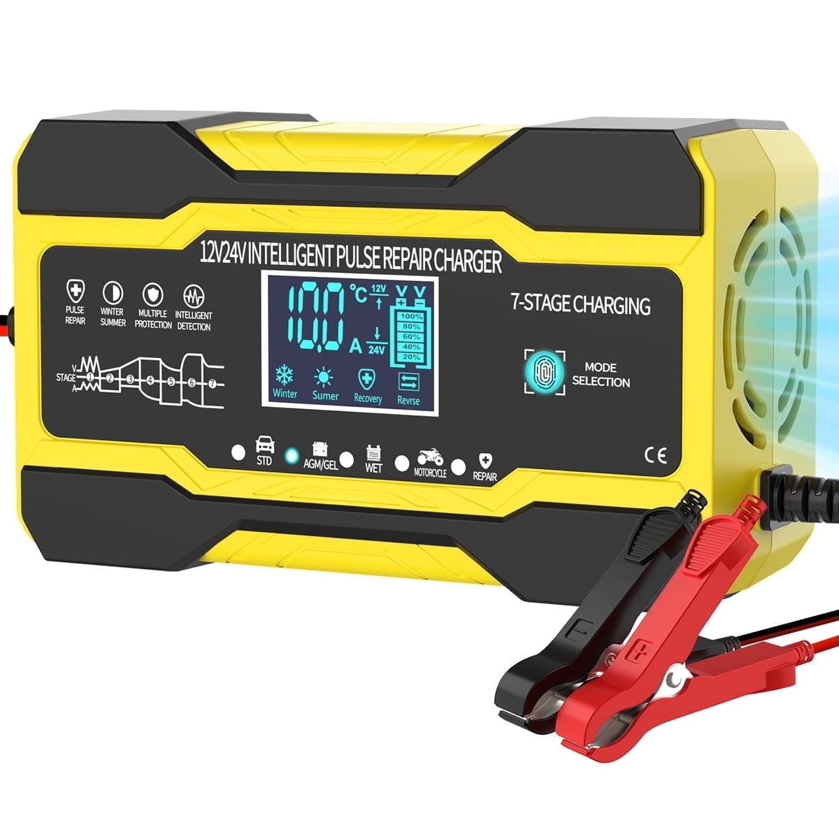 Walmart Black Friday Deals 2025 - XUEYU 10-Amp Battery Charger, 12V and 24V Automatic Car Battery Charger, Smart Battery Maintainer Trickle Charger, Fully-Automatic Battery Desulfator with Temperature Compensation for Car