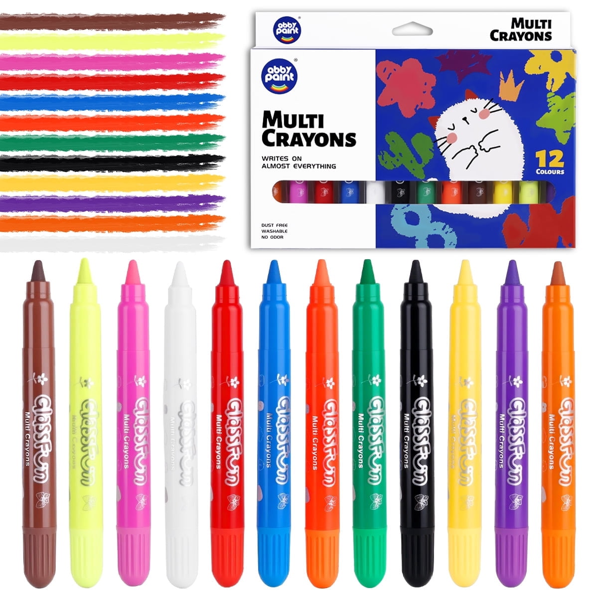 XUEYU 12 Color Twist Crayons for Toddlers, Tempera Crayon Sticks, Washable Crayons with Storage Bucket, Super Quick Drying Gift for Boys and Girls