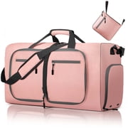 65L Travel Bag, Large Travel Duffel Bags with Shoes Compartment and Adjustable Strap, Foldable Travel Duffel Bags for Men Women,Waterproof Duffel Bags for Trave
