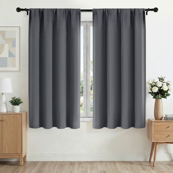 XUEYU Blackout Curtains 42W x 63L Inches, Window Curtain Blackout Rod Pocket Thermal Insulated Light Blocking Drapes, Room Darkening Window Curtains for Bedroom Living Room Home Decor, 2 Panels,Gray
