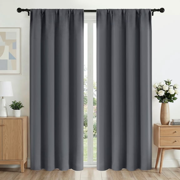 XUEYU Blackout Curtains 42W x 84L Inches, Window Curtain Blackout Rod Pocket Thermal Insulated Light Blocking Drapes, Room Darkening Window Curtains for Bedroom Living Room Home Decor, 2 Panels,Gray