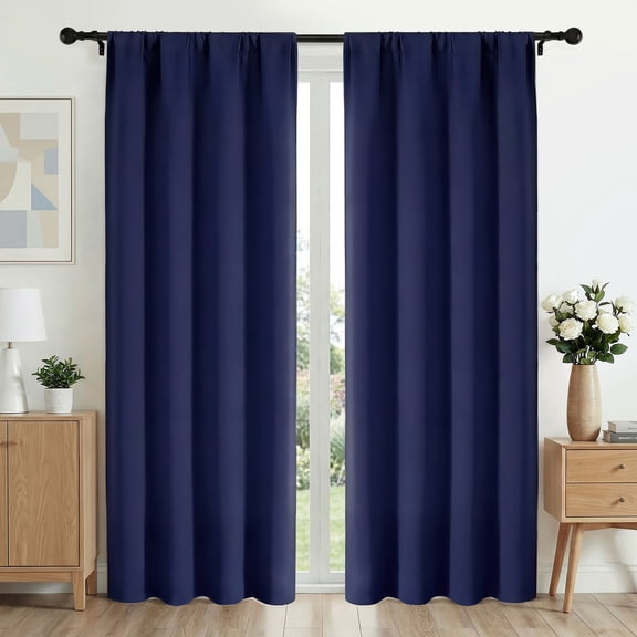 XUEYU Blackout Curtains 42W x 84L Inches, Window Curtain Blackout Rod Pocket Thermal Insulated Light Blocking Drapes, Room Darkening Window Curtains for Bedroom Living Room Home Decor, 2 Panels,Navy