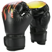 XUEYU Boxing Gloves for Kids, 6oz Gloves for Youth’s Boxing, PU Fire Flame Printed MMS Gloves for 4-12 Years Old, Children Training Gloves with Boxing Wraps for Sparring, Kickboxing, Muay Thai,Black
