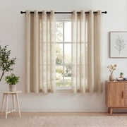 XUEYU Sheer Curtains 52" W x 72" L, Light Filtering Curtain Panels Solid Color Window Sheer Curtain Panel, Elegant Curtains & Drapes for Living Room, Bedroom 2 Panels, Linen