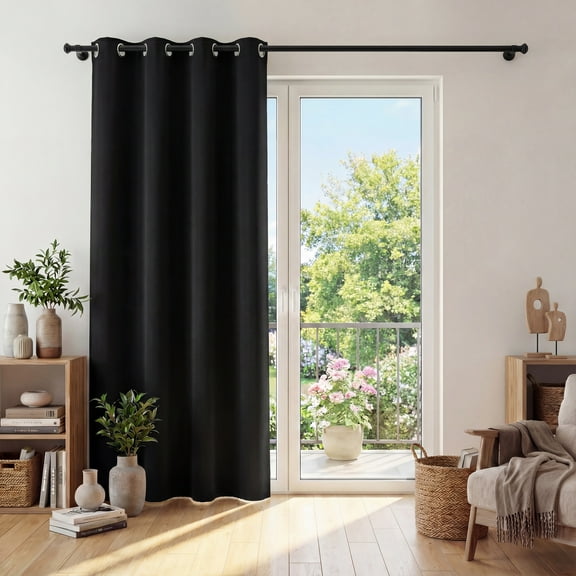 XUEYU Blackout Curtains, Full Light Blocking Curtains for Bedroom, Window Curtain for Living Room 52 x 72 inch Grommet, Energy Efficient Curtains for Living Room Window(1 Panels,Single Black)