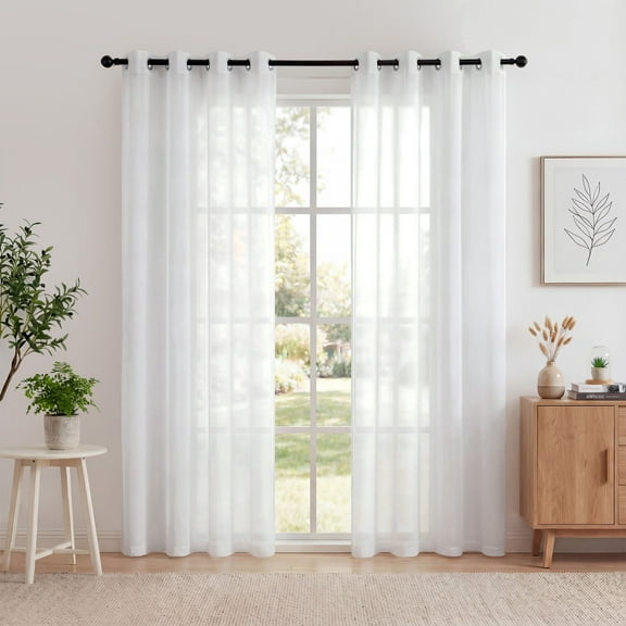 XUEYU Sheer Curtains 52" W x 84" L, Light Filtering Curtain Panels Solid Color Window Sheer Curtain Panel, Elegant Curtains & Drapes for Living Room, Bedroom 2 Panels, White