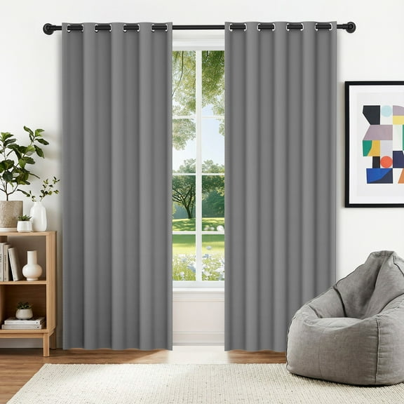 XUEYU Blackout Curtains, Full Light Blocking Curtains for Bedroom, Window Curtain for Living Room 52 x 84 inch Grommet, Energy Efficient Curtains for Living Room Window(2 Panels,Deep Gary)