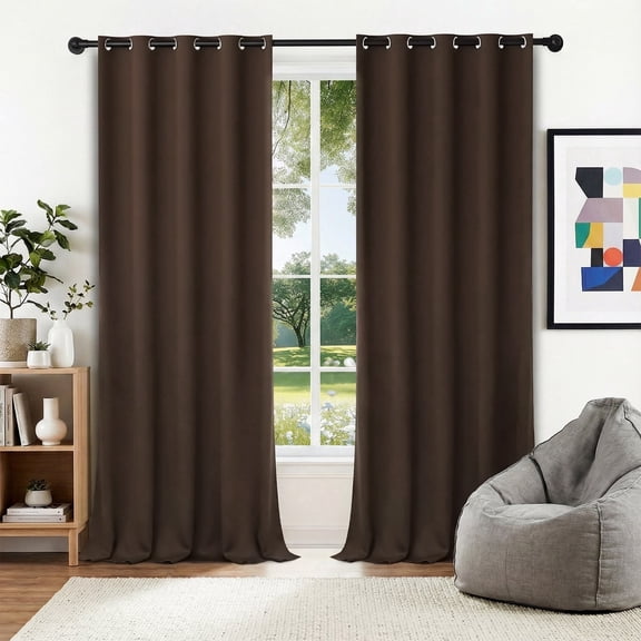 XUEYU Blackout Curtains, Full Light Blocking Curtains for Bedroom, Window Curtain for Living Room 52 x 96 inch Grommet, Energy Efficient Curtains for Living Room Window(2 Panels,Brown)