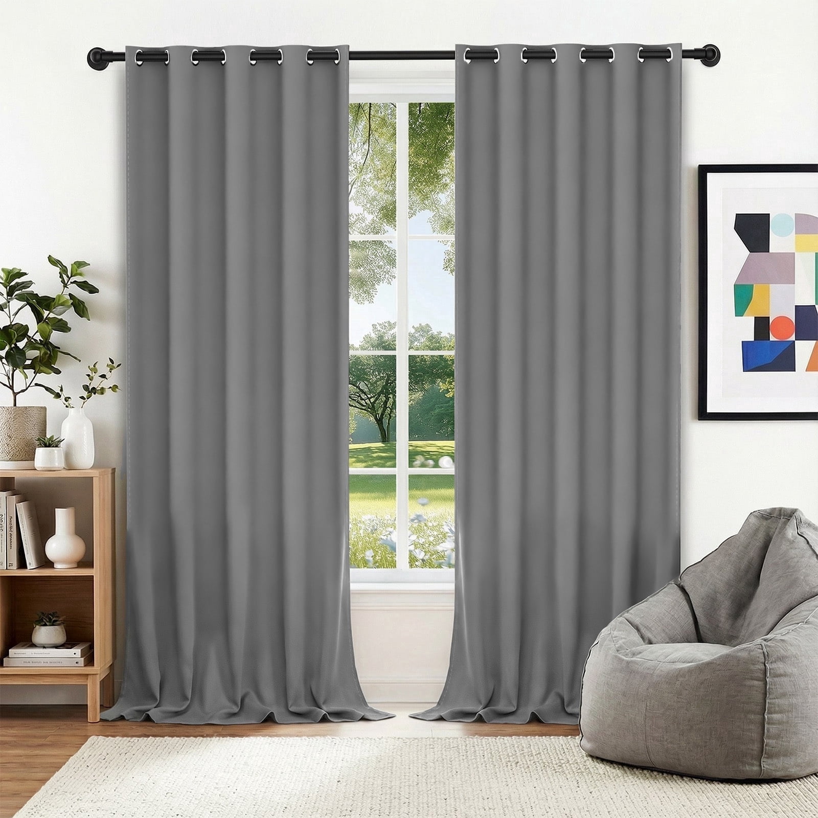 XUEYU Blackout Curtains, Full Light Blocking Curtains for Bedroom, Window Curtain for Living Room 52 x 96 inch Grommet, Energy Efficient Curtains for Living Room Window(2 Panels,Deep Gary)