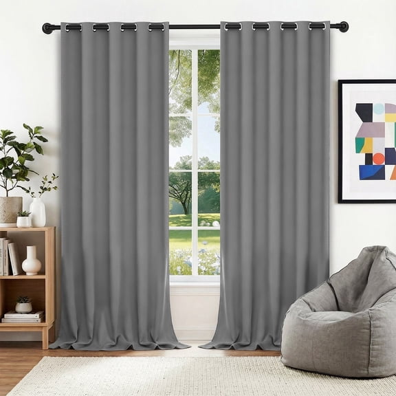 XUEYU Blackout Curtains, Full Light Blocking Curtains for Bedroom, Window Curtain for Living Room 52 x 96 inch Grommet, Energy Efficient Curtains for Living Room Window(2 Panels,Deep Gary)