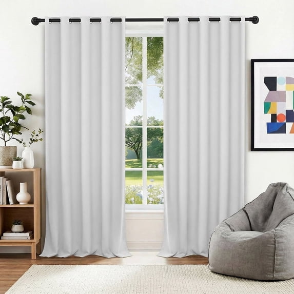 XUEYU Blackout Curtains, Full Light Blocking Curtains for Bedroom, Window Curtain for Living Room 52 x 96 inch Grommet, Energy Efficient Curtains for Living Room Window(2 Panels,White)