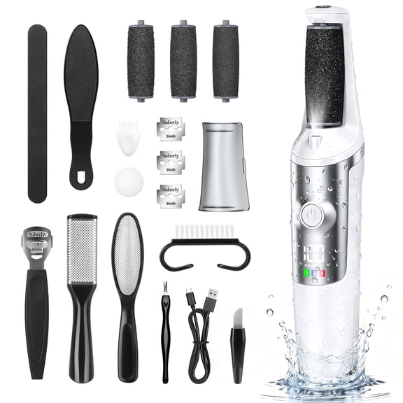 XUEYU Electric Callus Remover for Feet, Portable 3 Speed Foot Callus Remover Kit W/ 3 Roller Heads,18 in 1 Waterproof Pedicure Tools & Rechargeable Foot Scrubber for Dead Skin,Professional Foot File