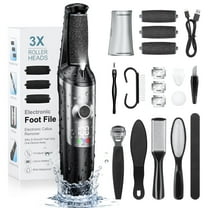 XUEYU Electric Foot Callus Remover, Waterproof Callus Remover for Feet W/ 3 Speed, 18 in 1 Rechargeable Foot Scrubber Kit W/ 3 Roller Heads, Portable Pedicure Tools for Feet, Foot File for Dead Skin