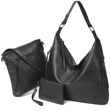 XUEYU Hobo Bags for Women, Shoulder Handbag Set-(Large Hobo Bag & Medium Crossbody Bag & Small Coin Purse), Large Capacity Tote Bag with Soft Wide Shoulder Strap, Trendy Crossbody Bags, Black