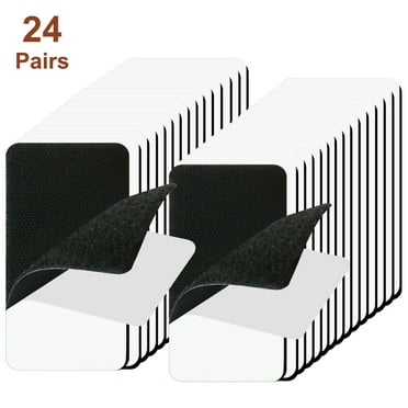 XUEYU Hook and Loop Tape, 24 Pairs Heavy Duty Hook and Loop Fasteners with Adhesive, 2 x 4 Inch Double Side Adhesive Strips for Indoor or Outdoor, Strong Sticky Nylon Loop for Adhesive Dots Cutting