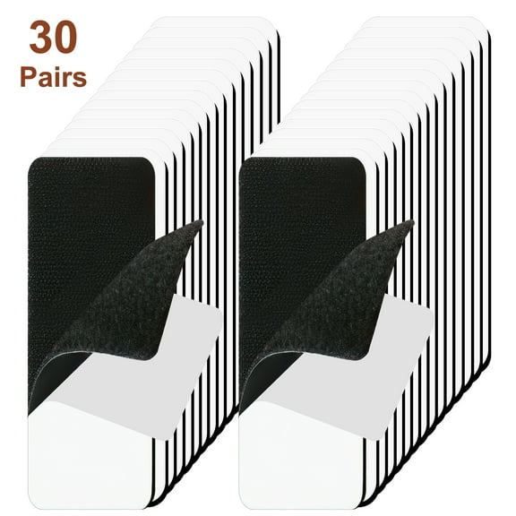 XUEYU Hook and Loop Tape, 30 Pairs Heavy Duty Hook and Loop Fasteners with Adhesive, 1 x 4 Inch Double Side Adhesive Strips for Indoor or Outdoor, Strong Sticky Nylon Loop for Adhesive Dots Cutting