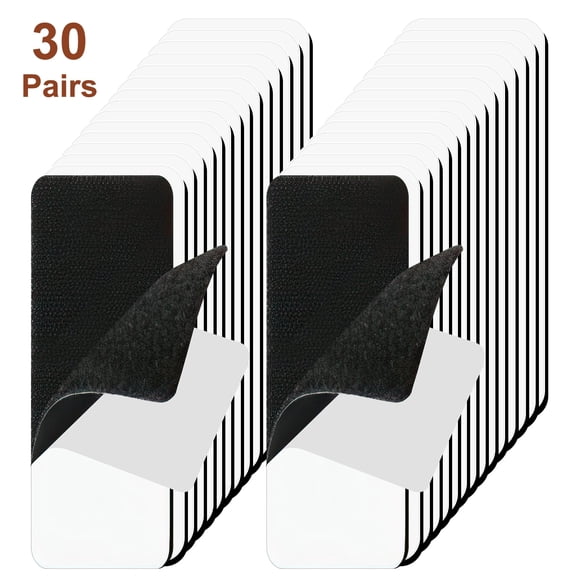 XUEYU Hook and Loop Tape, 30 Pairs Heavy Duty Hook and Loop Fasteners with Adhesive, 1 x 4 Inch Double Side Adhesive Strips for Indoor or Outdoor, Strong Sticky Nylon Loop for Adhesive Dots Cutting