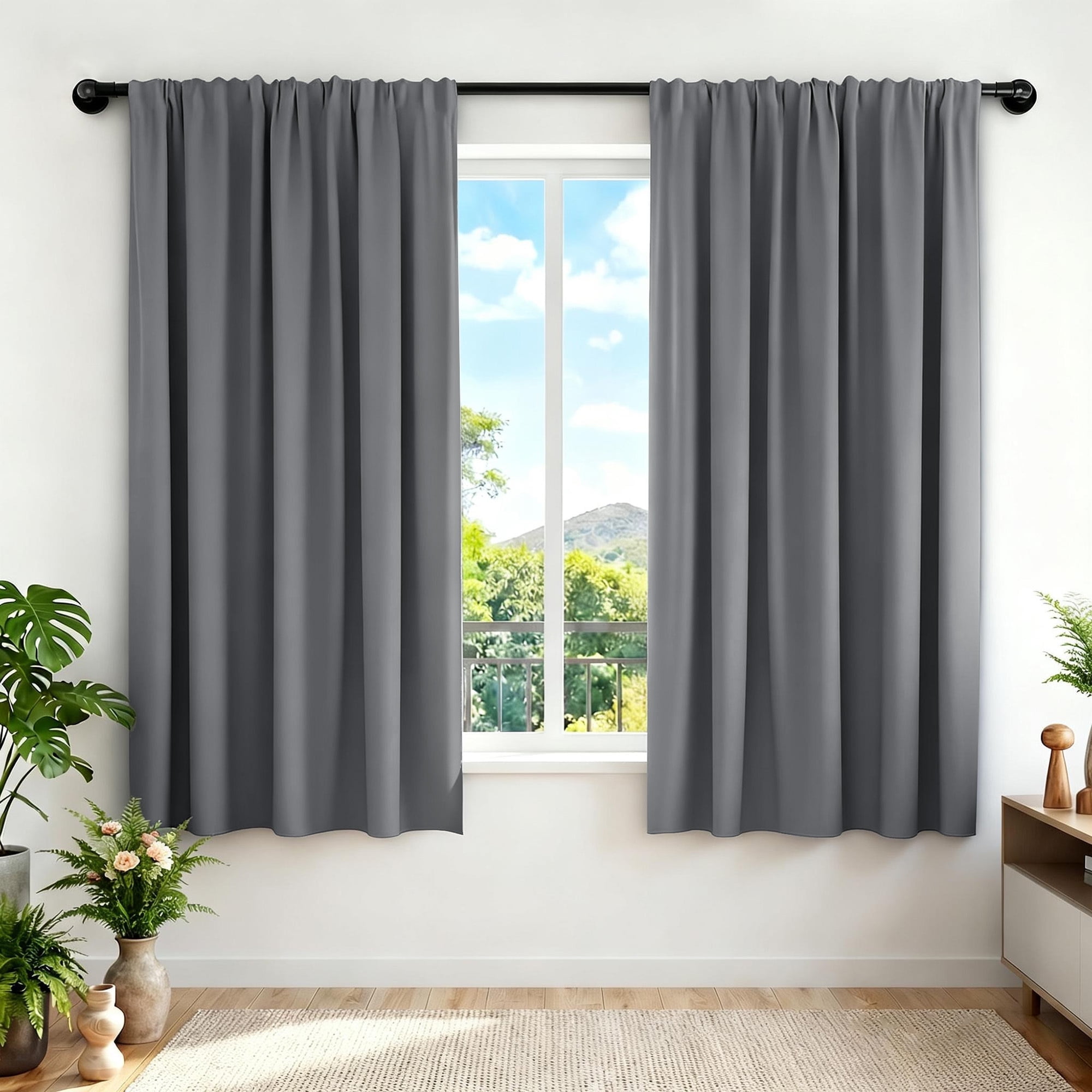 XUEYU Blackout Curtains for Bedroom 72 Inch - Window Curtains Blackout with Grommets Thermal Insulated Room Darkening Light Blocking for Living Room Windows, 2 Panels,Gray