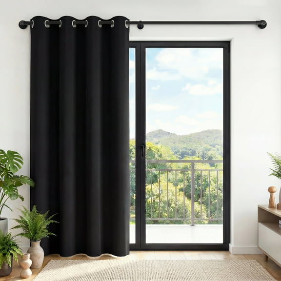 XUEYU 100% Blackout Curtains for Bedroom, Light Blocking Thermal Insulated Curtains with Noise Reduction, 52x72 Inch Room Darkening Window Drapes, 1 Panels,Single Black