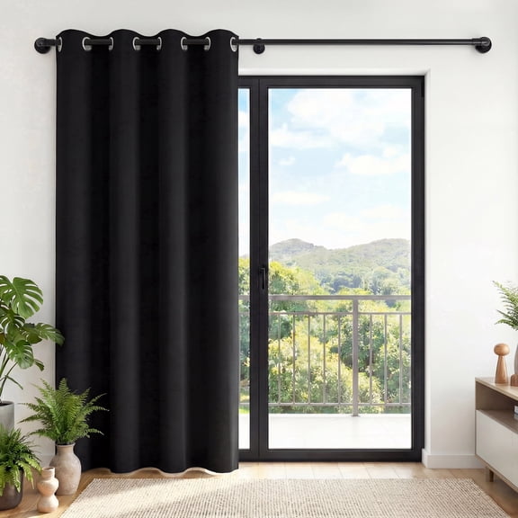 XUEYU 100% Blackout Curtains for Bedroom, Light Blocking Thermal Insulated Curtains with Noise Reduction, 52x84 Inch Room Darkening Window Drapes, 1 Panels,Single Black