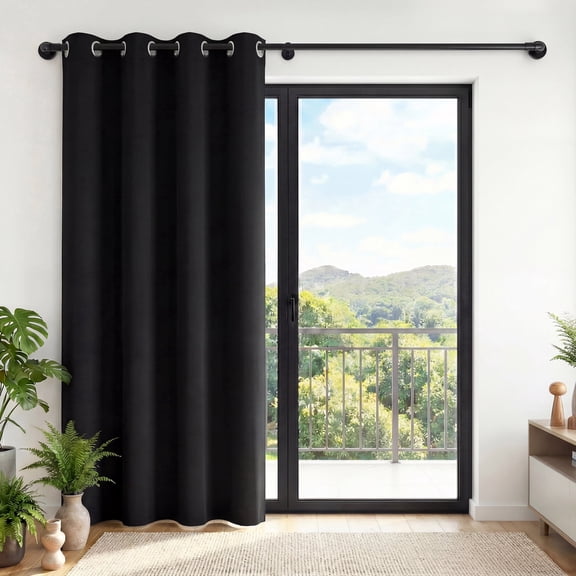XUEYU 100% Blackout Curtains for Bedroom, Light Blocking Thermal Insulated Curtains with Noise Reduction, 52x72 Inch Room Darkening Window Drapes, 1 Panels,Single Black