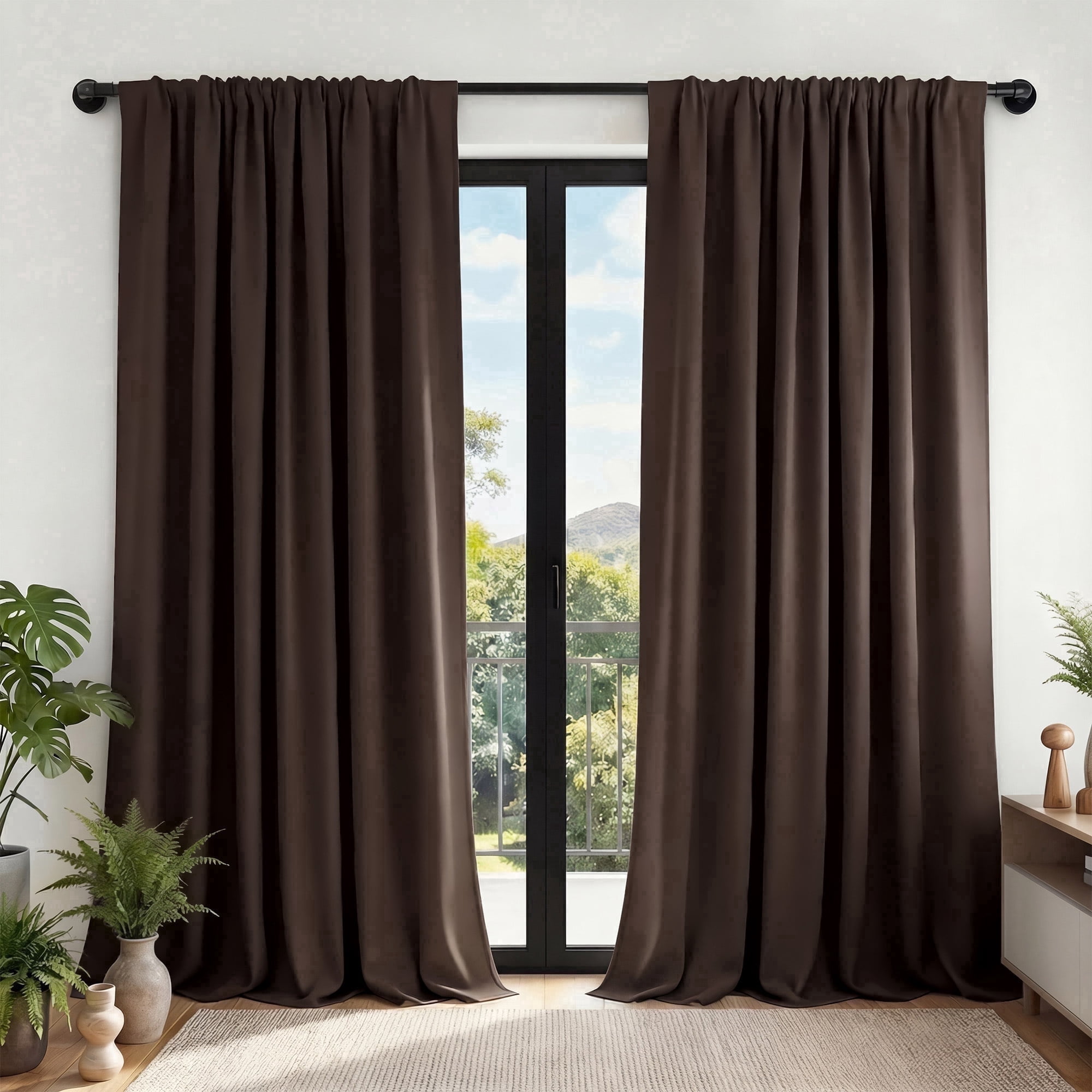 XUEYU Blackout Curtains for Bedroom 96 Inch - Window Curtains Blackout with Grommets Thermal Insulated Room Darkening Light Blocking for Living Room Windows, 2 Panels,Brown