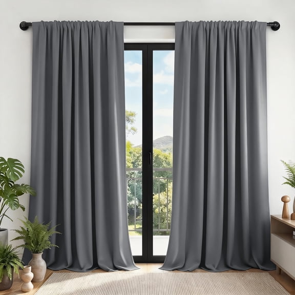 XUEYU Blackout Curtains for Bedroom 96 Inch - Window Curtains Blackout with Grommets Thermal Insulated Room Darkening Light Blocking for Living Room Windows, 2 Panels,Gray