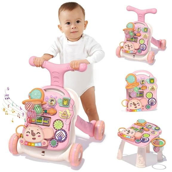 XUEYU Sit-to-Stand Walker, 3 in 1 Baby Learning Table, Early Educational Child Activity Center, Removable Play Panel, Baby Music Toy Gift for 6 Months up Infant Boys Girls